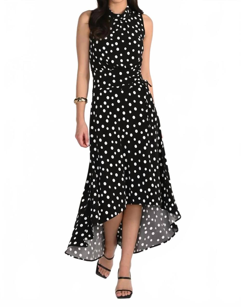 NEW FRANK LYMAN sleeveless polka dot dress in black/white